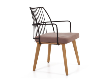 MIA XL OAK - Chair with metal backrest and oak base by 5A Design - view 2
